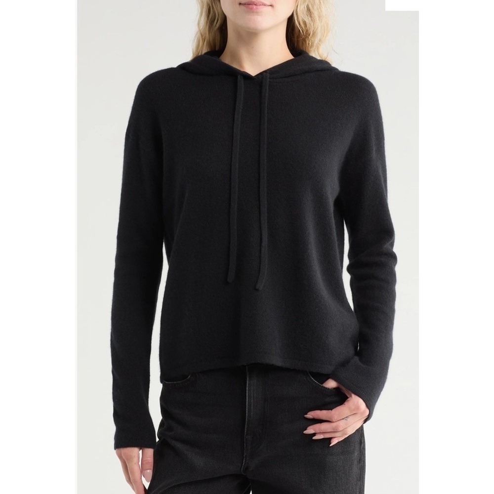 Nordstrom Women's Black Cashmere Sweater Hoodie Size XS